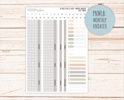 JUNE Neutral Color Stickers for the Large Scout & Claire Laurel Denise Planners || PTN26