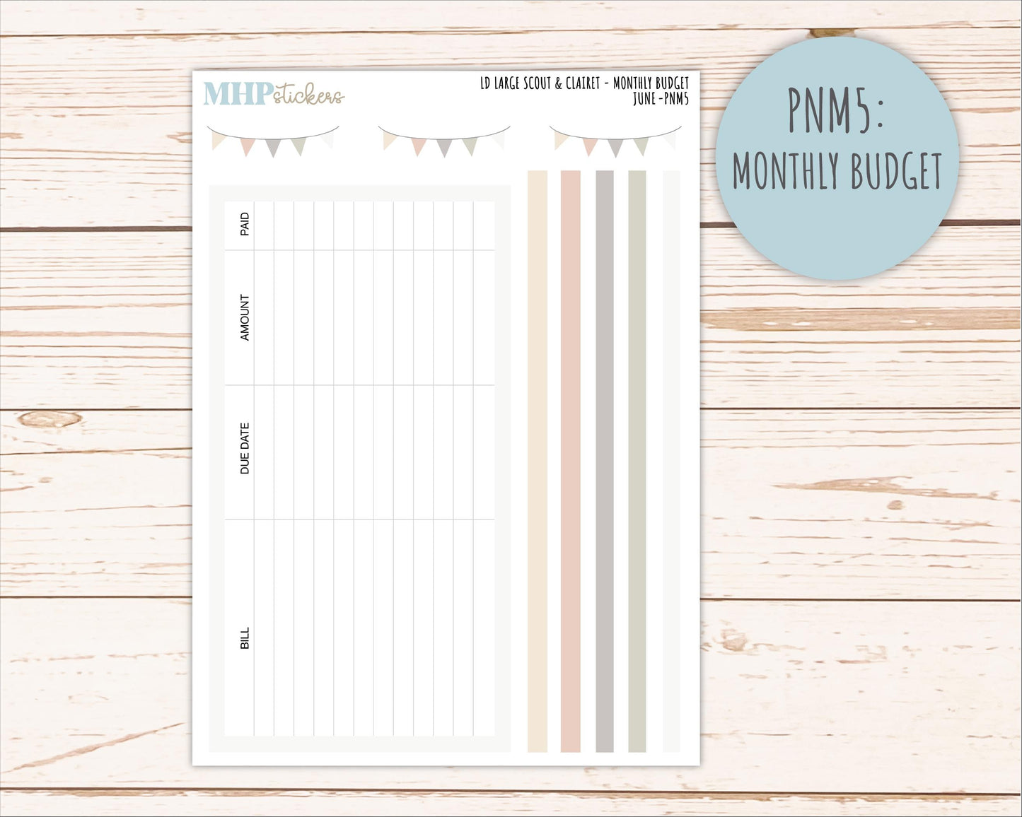 JUNE Neutral Color Stickers for the Large Scout & Claire Laurel Denise Planners || PTN26