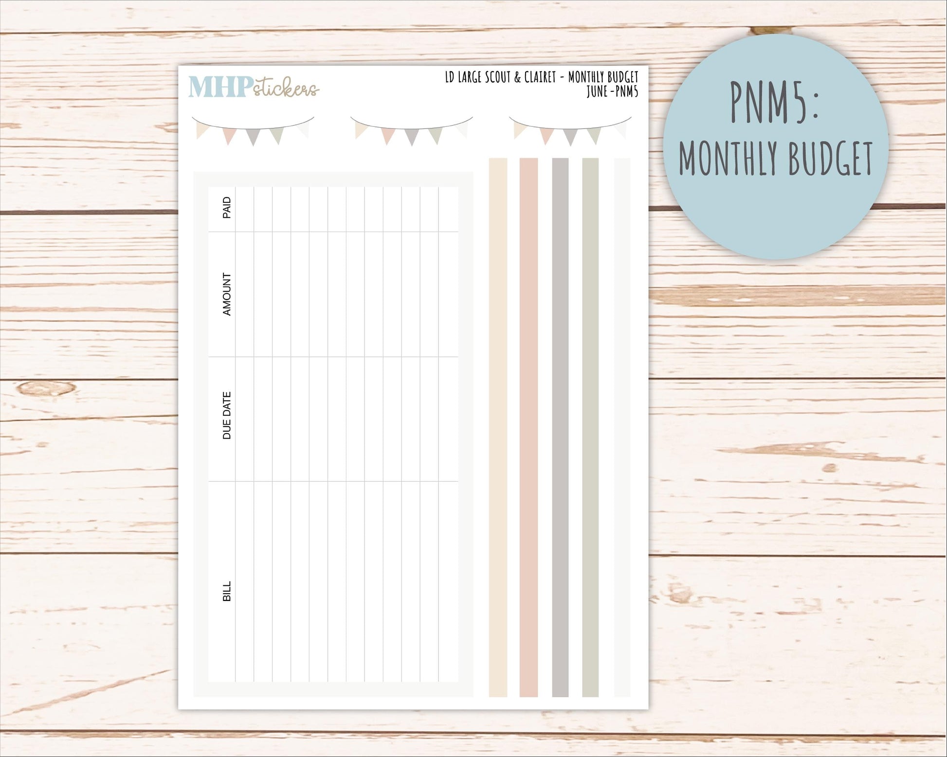 JUNE Neutral Color Stickers for the Large Scout & Claire Laurel Denise Planners || PTN26