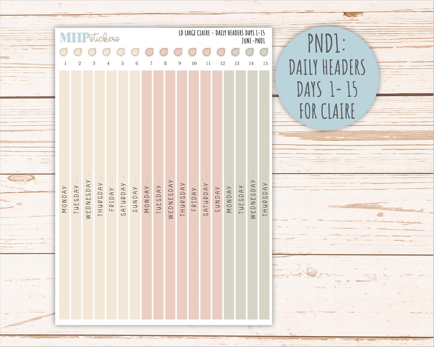 JUNE Neutral Color Stickers for the Large Scout & Claire Laurel Denise Planners || PTN26