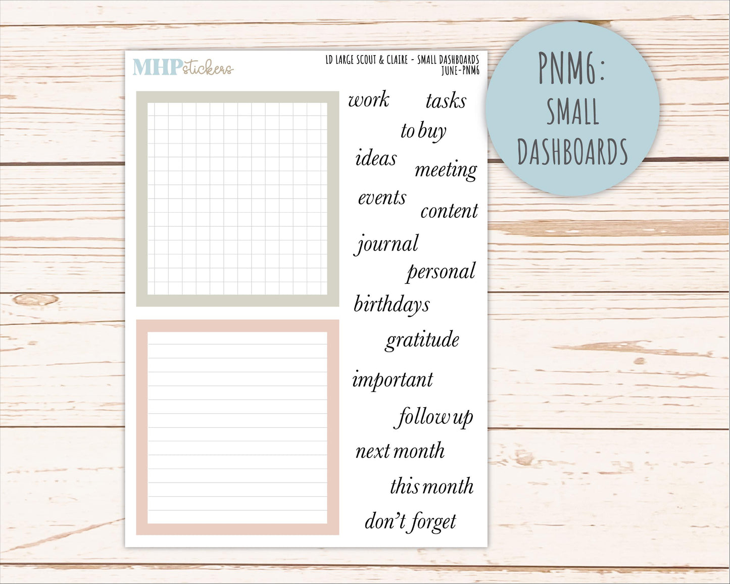 JUNE Neutral Color Stickers for the Large Scout & Claire Laurel Denise Planners || PTN26