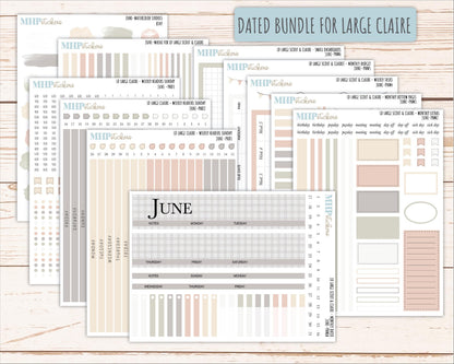 JUNE Neutral Color Stickers for the Large Scout & Claire Laurel Denise Planners || PTN26
