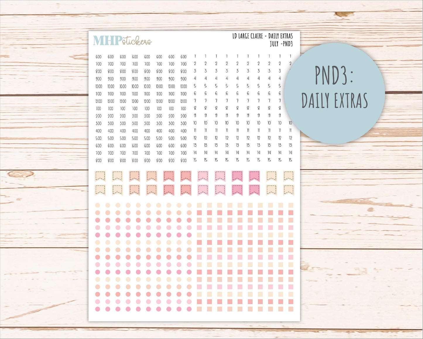 JULY Neutral Color Stickers for the Large Scout & Claire Laurel Denise Planners || PTN26