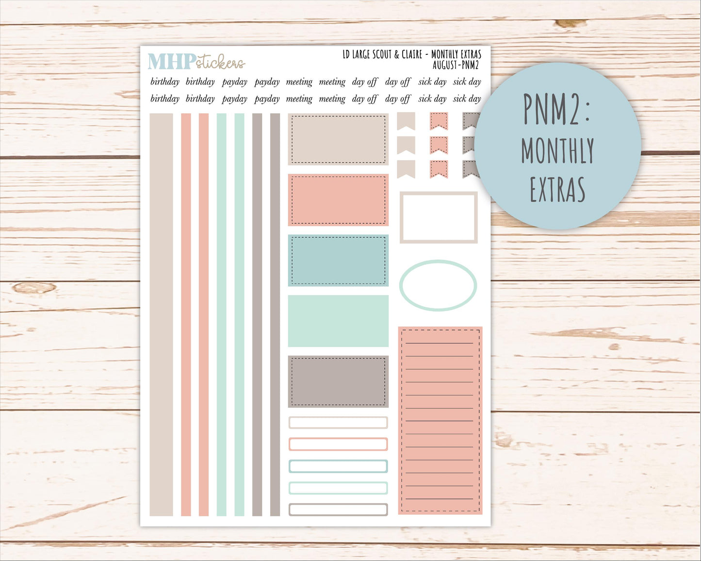 AUGUST Neutral Color Stickers for the Large Scout & Claire Laurel Denise Planners || PTN26