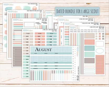 AUGUST Neutral Color Stickers for the Large Scout & Claire Laurel Denise Planners || PTN26