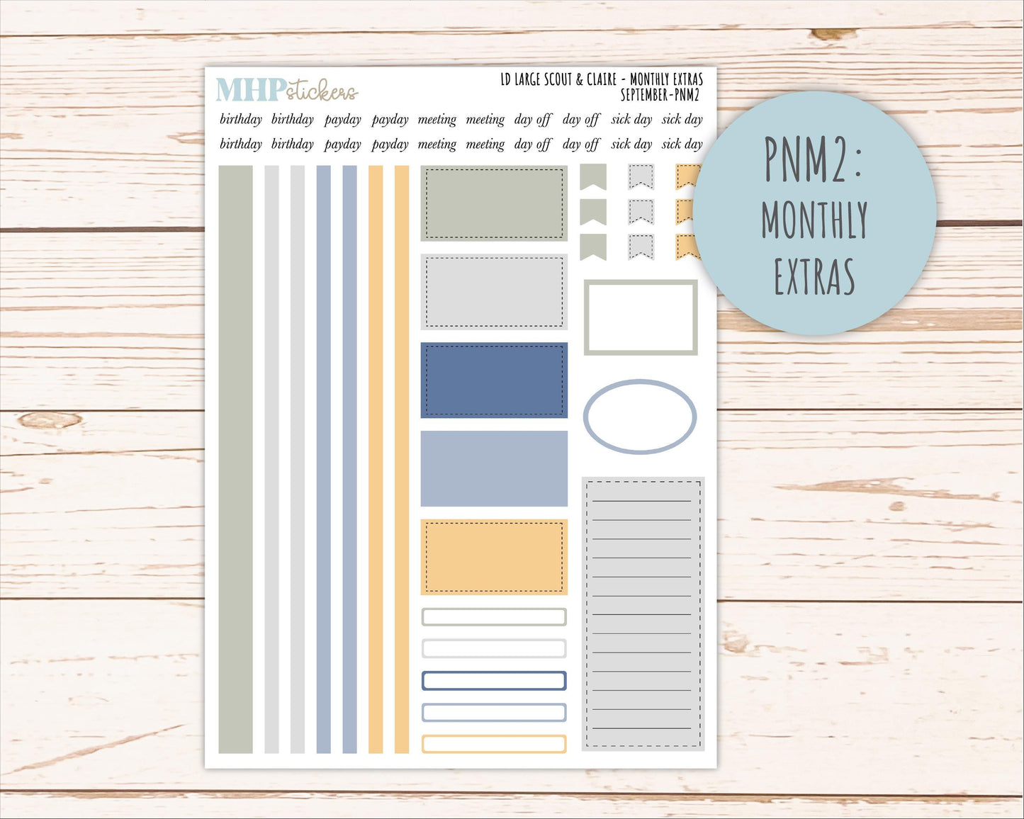 SEPTEMBER Neutral Color Stickers for the Large Scout & Claire Laurel Denise Planners || PTN26