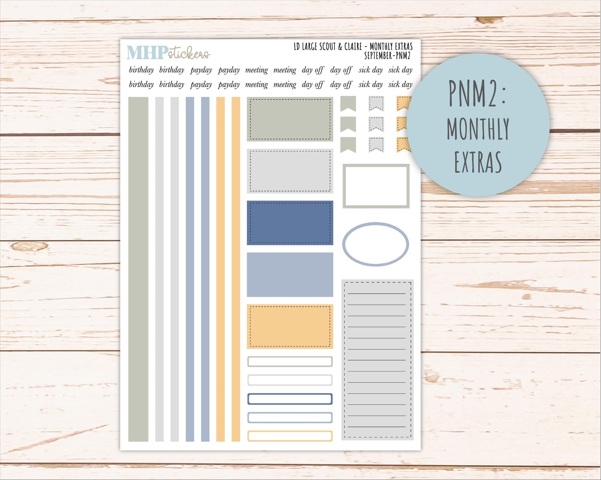 SEPTEMBER Neutral Color Stickers for the Large Scout & Claire Laurel Denise Planners || PTN26