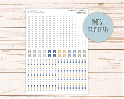 SEPTEMBER Neutral Color Stickers for the Large Scout & Claire Laurel Denise Planners || PTN26