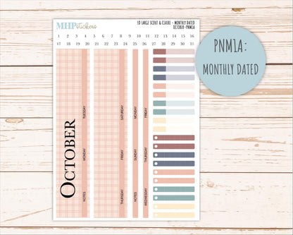 OCTOBER Neutral Color Stickers for the Large Scout & Claire Laurel Denise Planners || PTN26