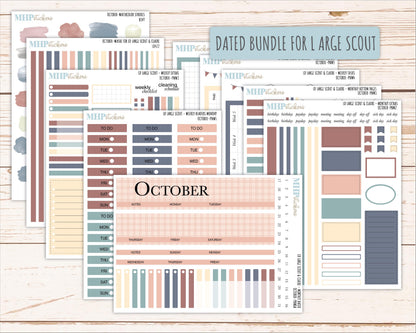 OCTOBER Neutral Color Stickers for the Large Scout & Claire Laurel Denise Planners || PTN26