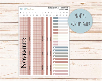 NOVEMBER Neutral Color Stickers for the Large Scout & Claire Laurel Denise Planners || PTN26