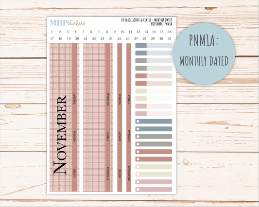 NOVEMBER Neutral Color Stickers for the Large Scout & Claire Laurel Denise Planners || PTN26