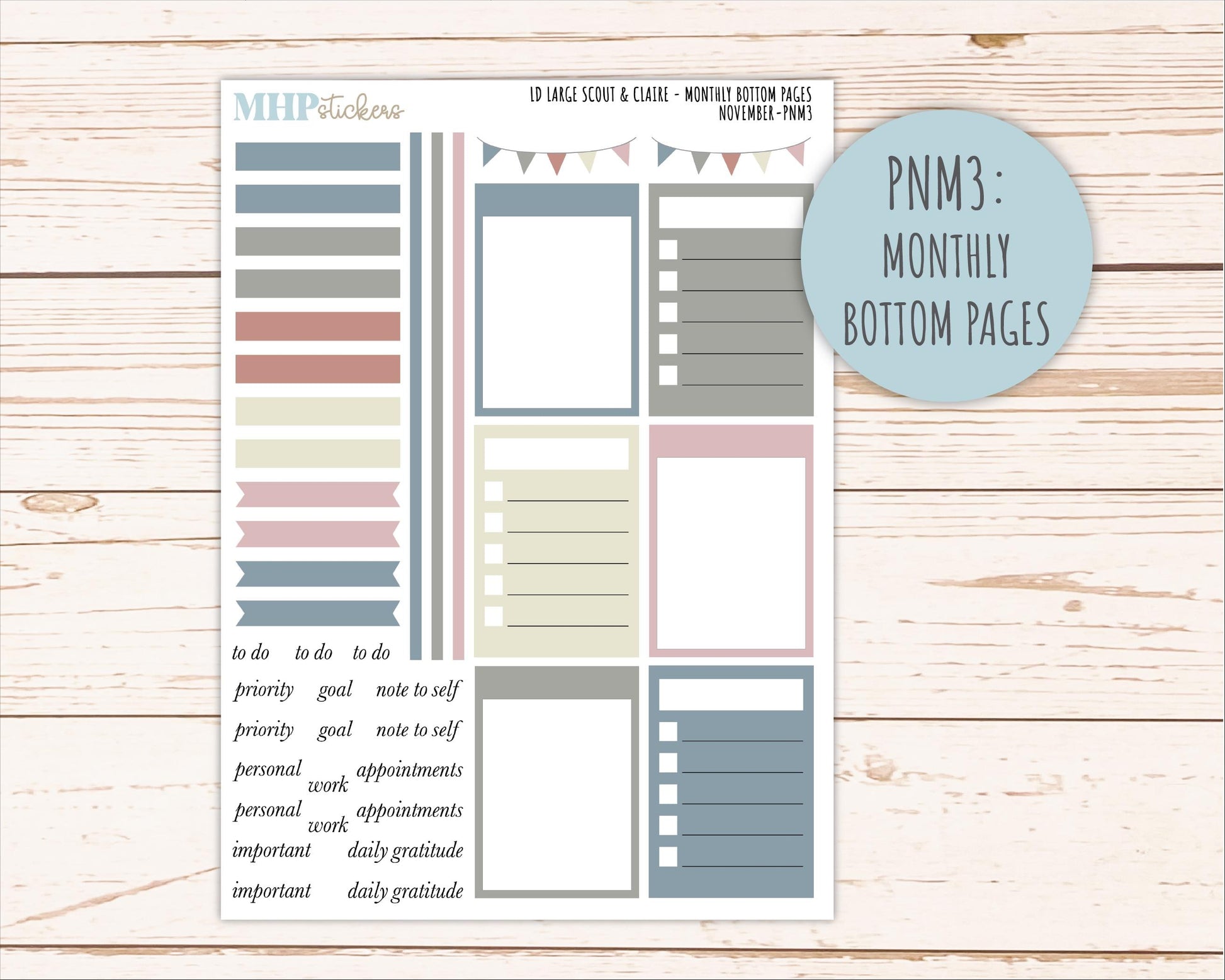 NOVEMBER Neutral Color Stickers for the Large Scout & Claire Laurel Denise Planners || PTN26