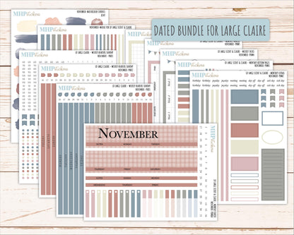NOVEMBER Neutral Color Stickers for the Large Scout & Claire Laurel Denise Planners || PTN26