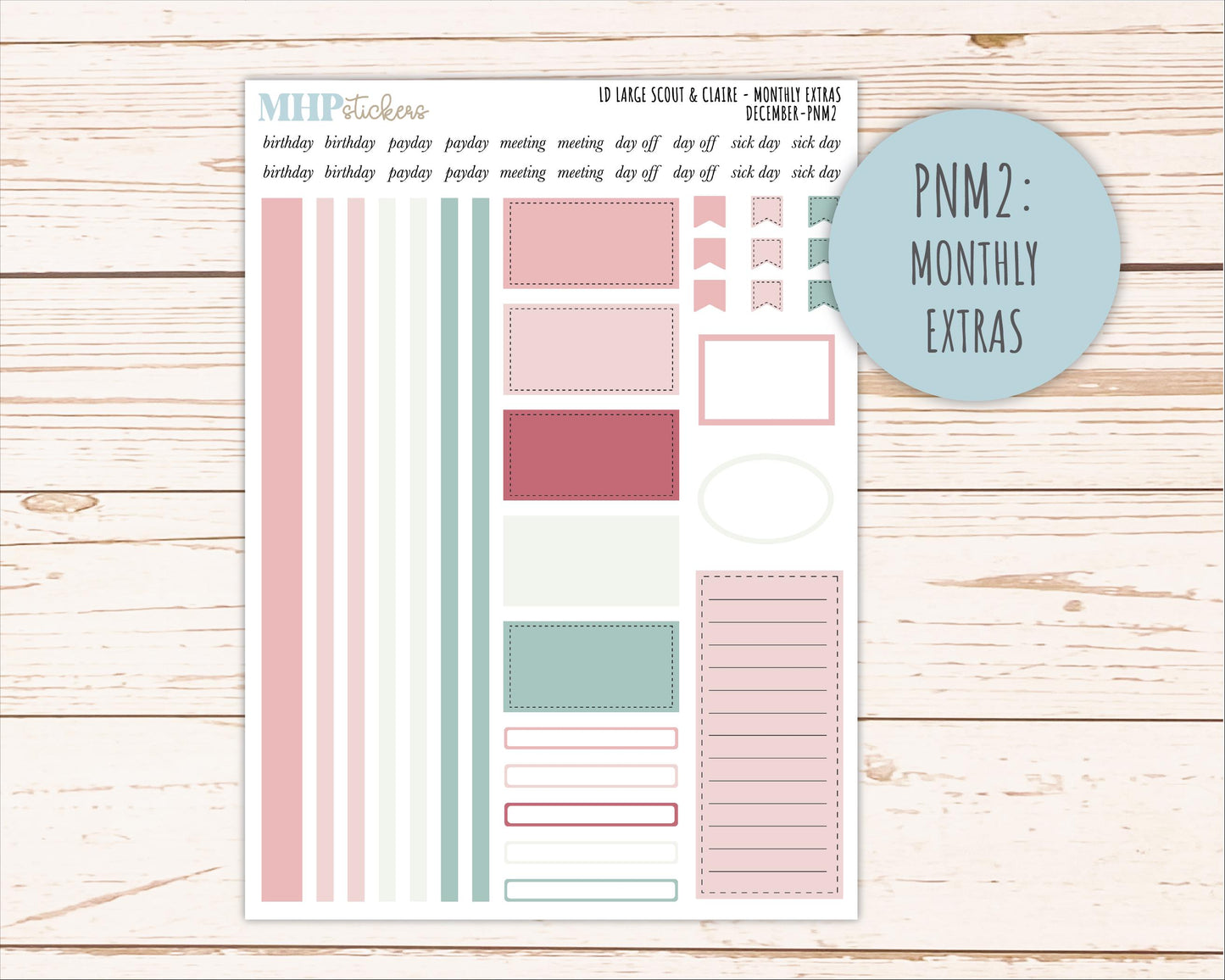 DECEMBER Neutral Color Stickers for the Large Scout & Claire Laurel Denise Planners || PTN26