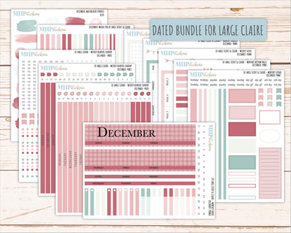 DECEMBER Neutral Color Stickers for the Large Scout & Claire Laurel Denise Planners || PTN26