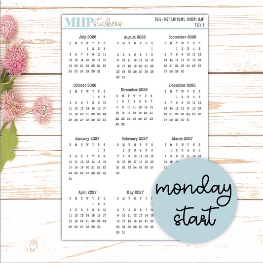 Small 2026-2027 Calendar Stickers for Planners and Bullet Journals || F824