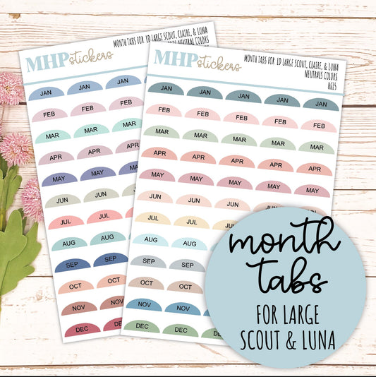Month Tabs for Large Scout and Luna. Laurel Denise Planners || H615
