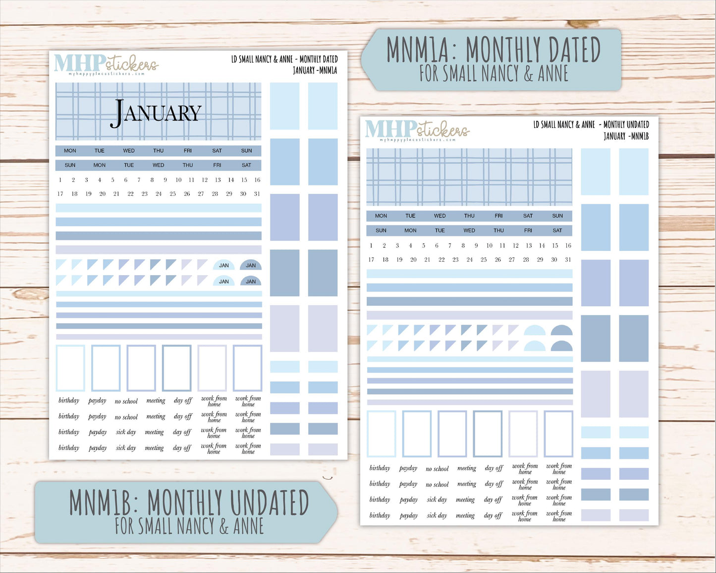 JANUARY 2026 Neutral Collection Stickers for Small Nancy & Anne. Laurel Denise Planners || MN