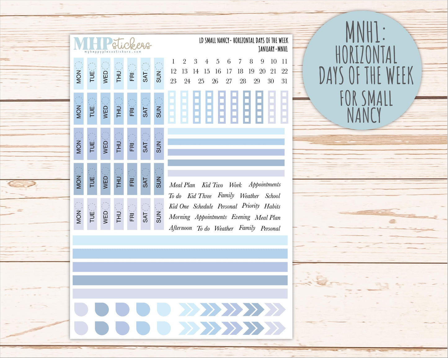 JANUARY 2026 Neutral Collection Stickers for Small Nancy & Anne. Laurel Denise Planners || MN