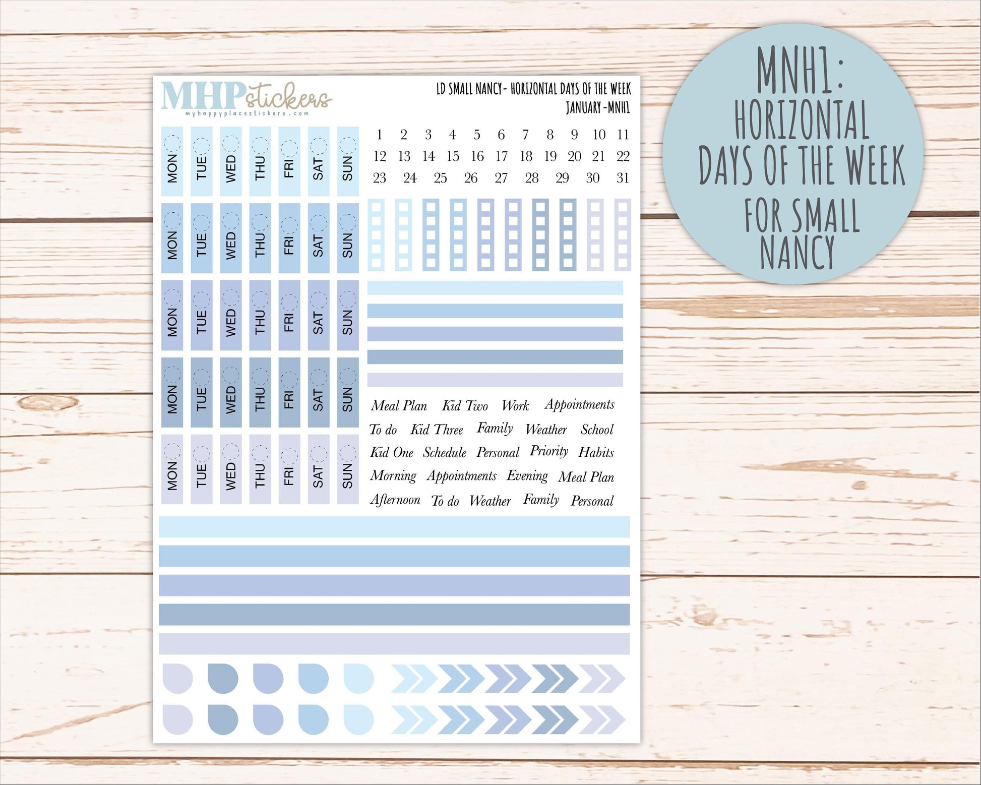 JANUARY 2026 Neutral Collection Stickers for Small Nancy & Anne. Laurel Denise Planners || MN