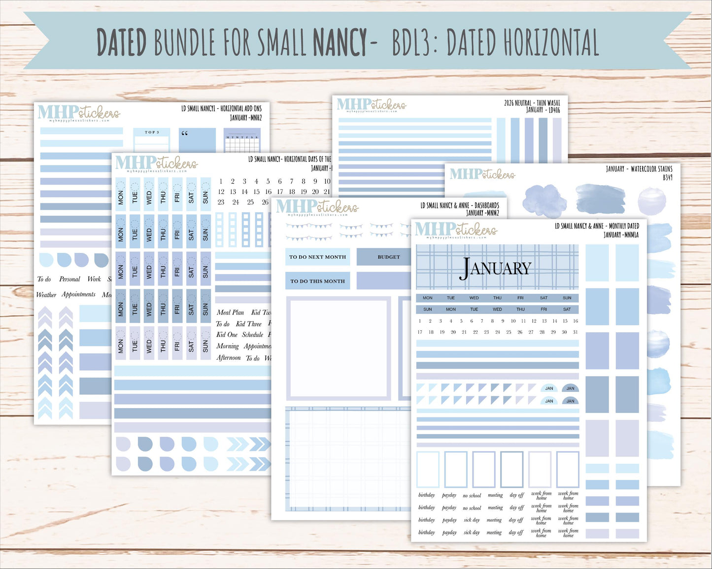 JANUARY 2026 Neutral Collection Stickers for Small Nancy & Anne. Laurel Denise Planners || MN