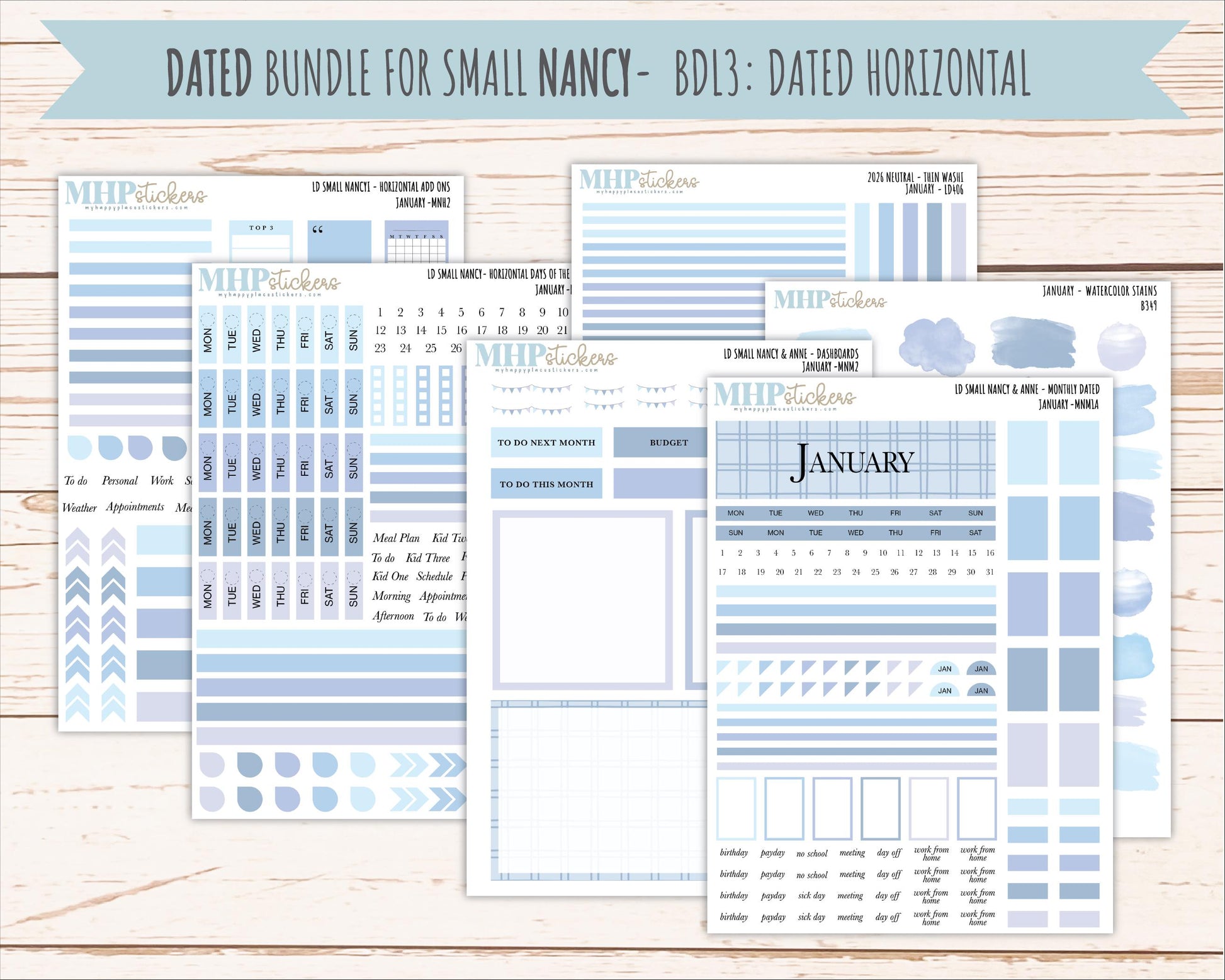 JANUARY 2026 Neutral Collection Stickers for Small Nancy & Anne. Laurel Denise Planners || MN