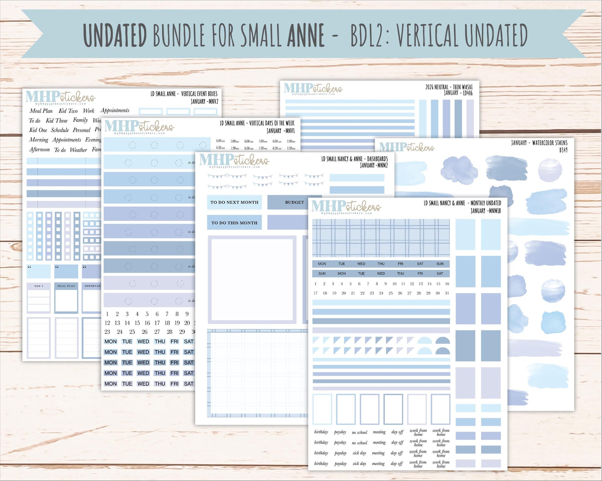 JANUARY 2026 Neutral Collection Stickers for Small Nancy & Anne. Laurel Denise Planners || MN