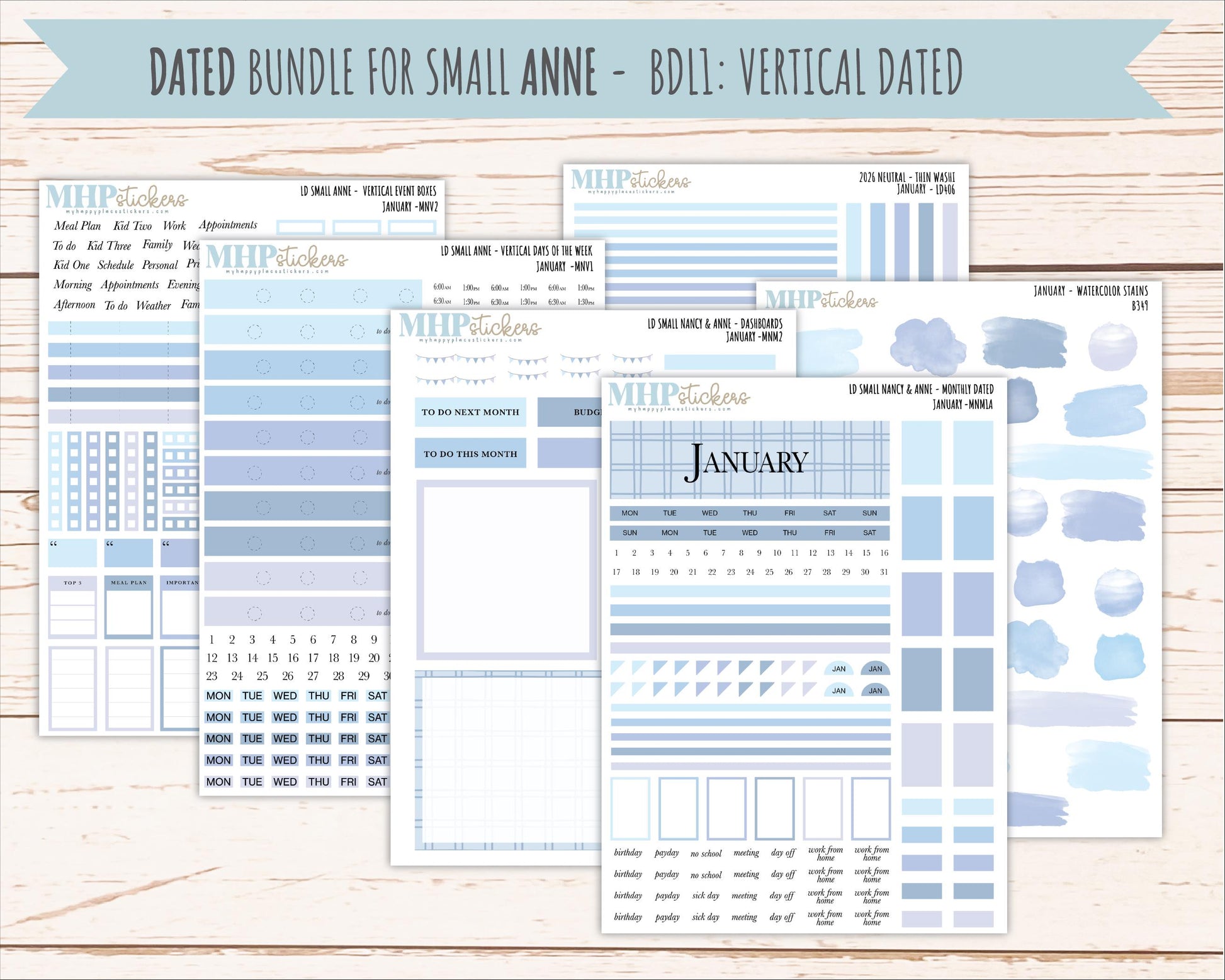 JANUARY 2026 Neutral Collection Stickers for Small Nancy & Anne. Laurel Denise Planners || MN