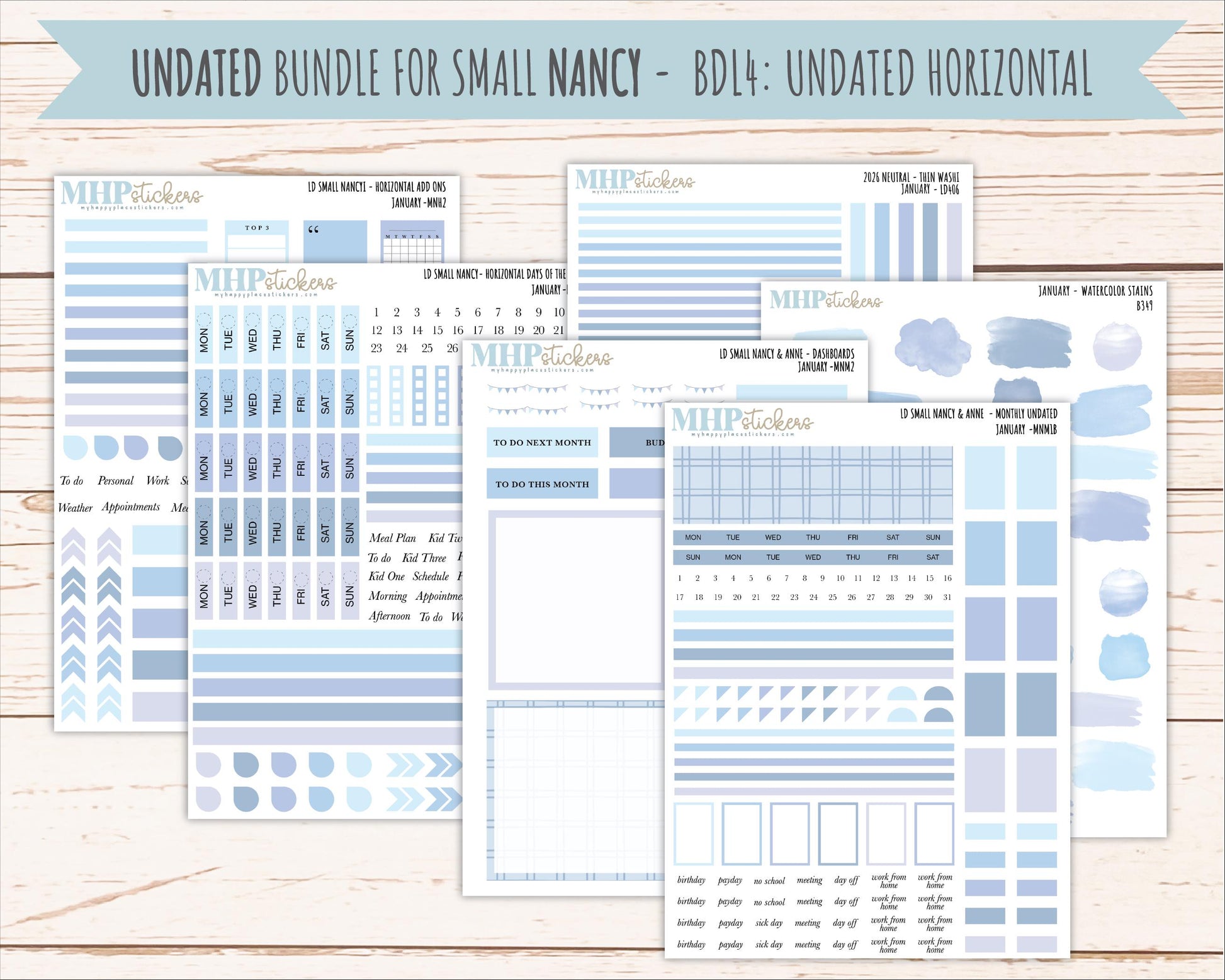 JANUARY 2026 Neutral Collection Stickers for Small Nancy & Anne. Laurel Denise Planners || MN