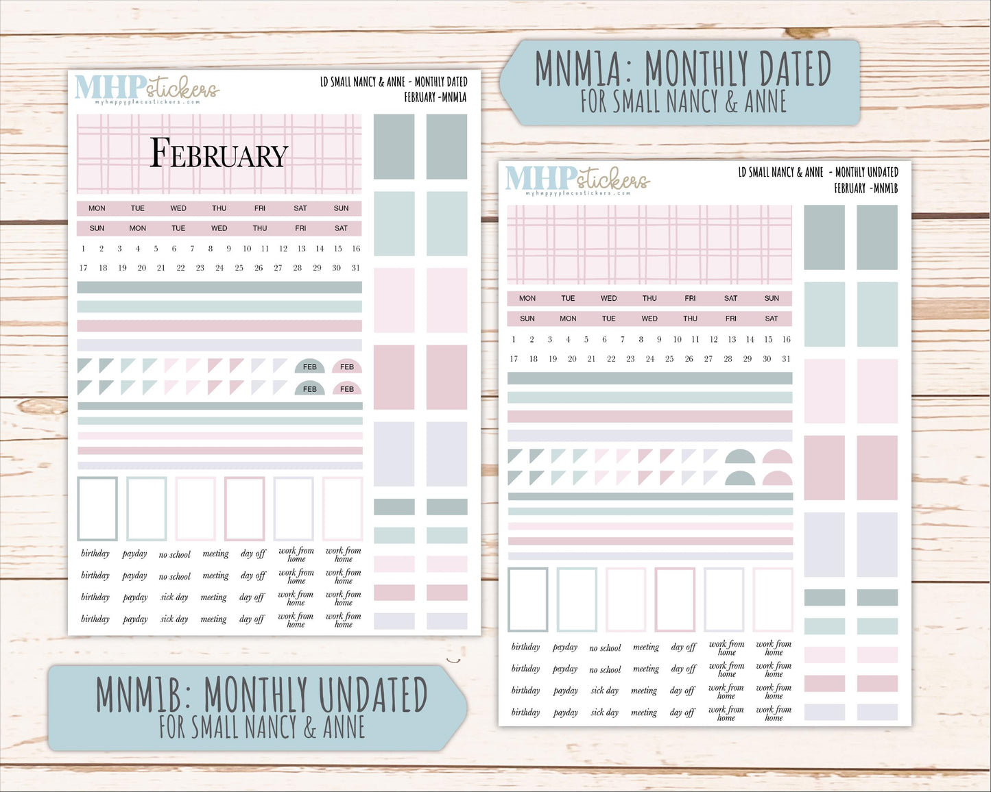 FEBRUARY 2026 Neutral Collection Stickers for Small Nancy & Anne. Laurel Denise Planners || MN