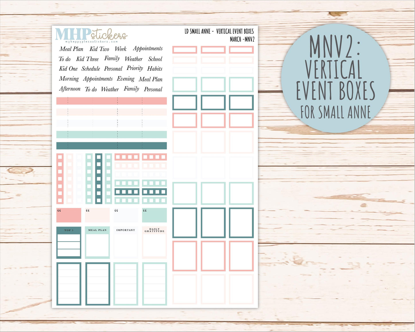 MARCH 2026 Neutral Collection Stickers for Small Nancy & Anne. Laurel Denise Planners || MN