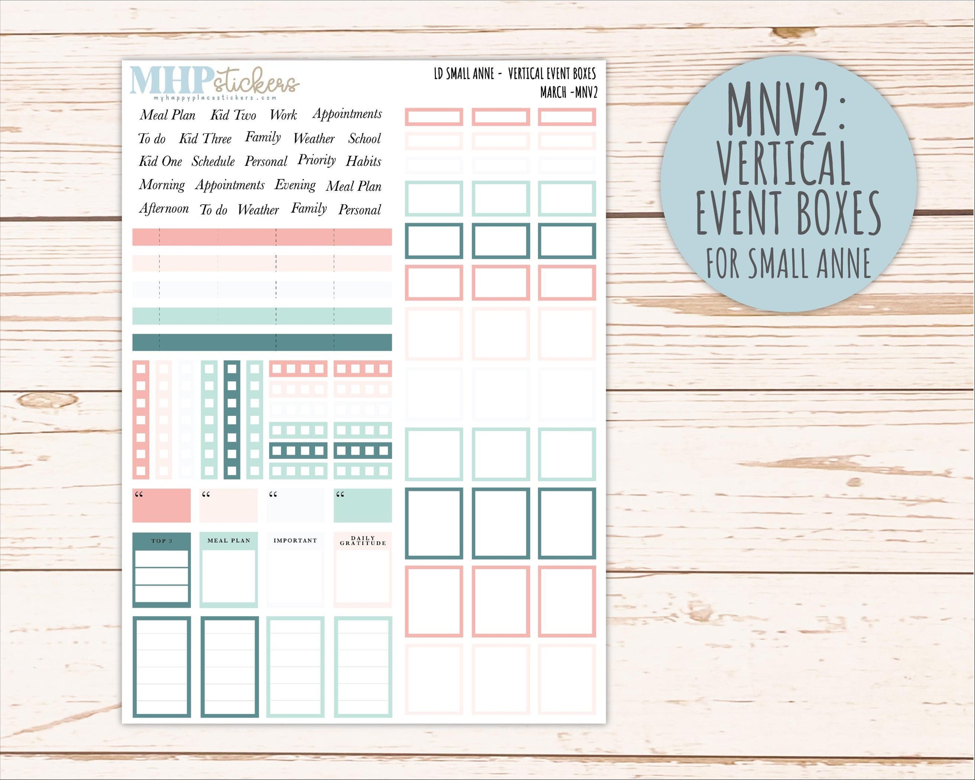 MARCH 2026 Neutral Collection Stickers for Small Nancy & Anne. Laurel Denise Planners || MN