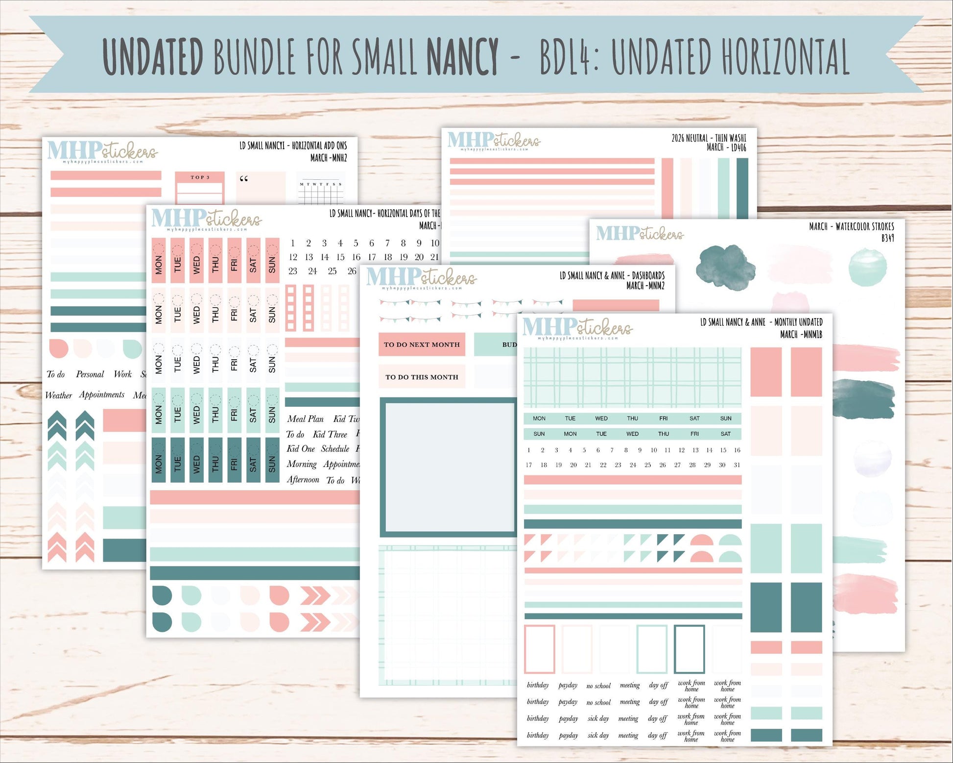 MARCH 2026 Neutral Collection Stickers for Small Nancy & Anne. Laurel Denise Planners || MN