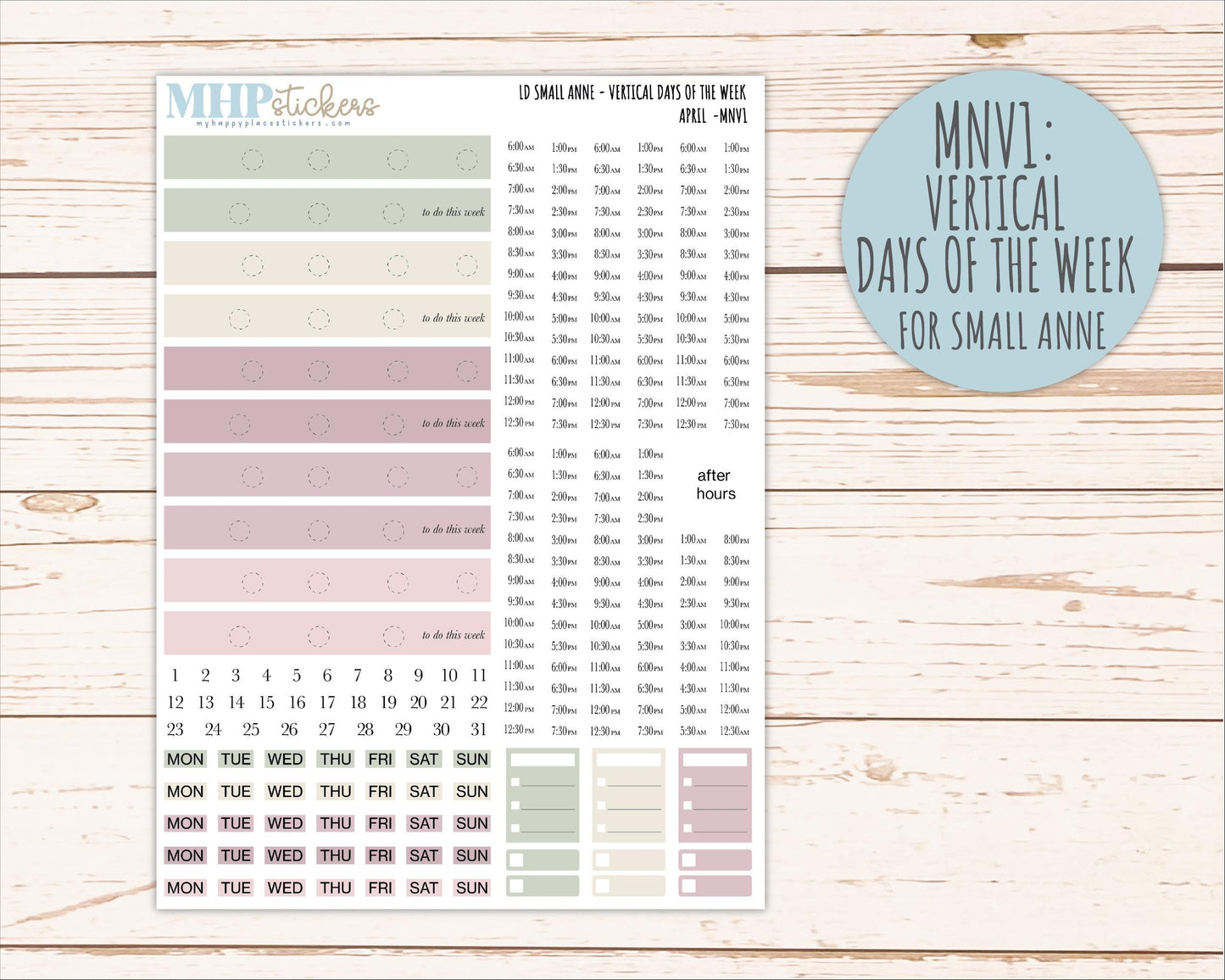 APRIL 2026 Neutral Collection Stickers for Small Nancy & Anne. Laurel Denise Planners || MN