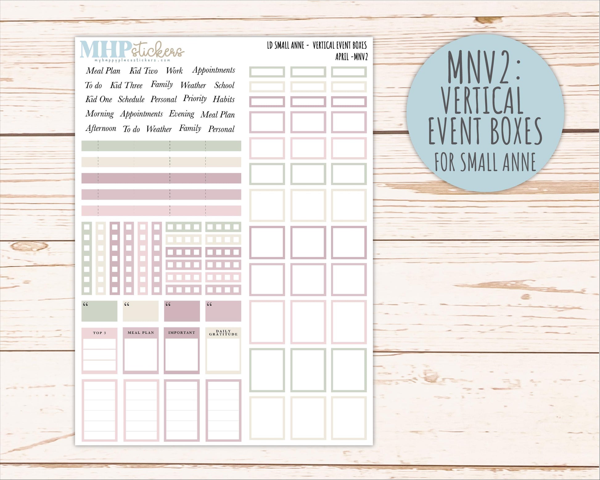 APRIL 2026 Neutral Collection Stickers for Small Nancy & Anne. Laurel Denise Planners || MN