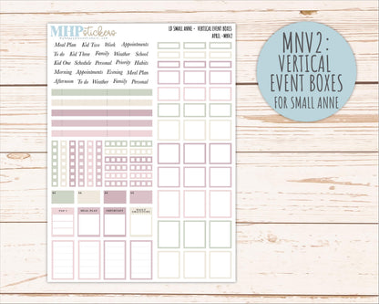 APRIL 2026 Neutral Collection Stickers for Small Nancy & Anne. Laurel Denise Planners || MN