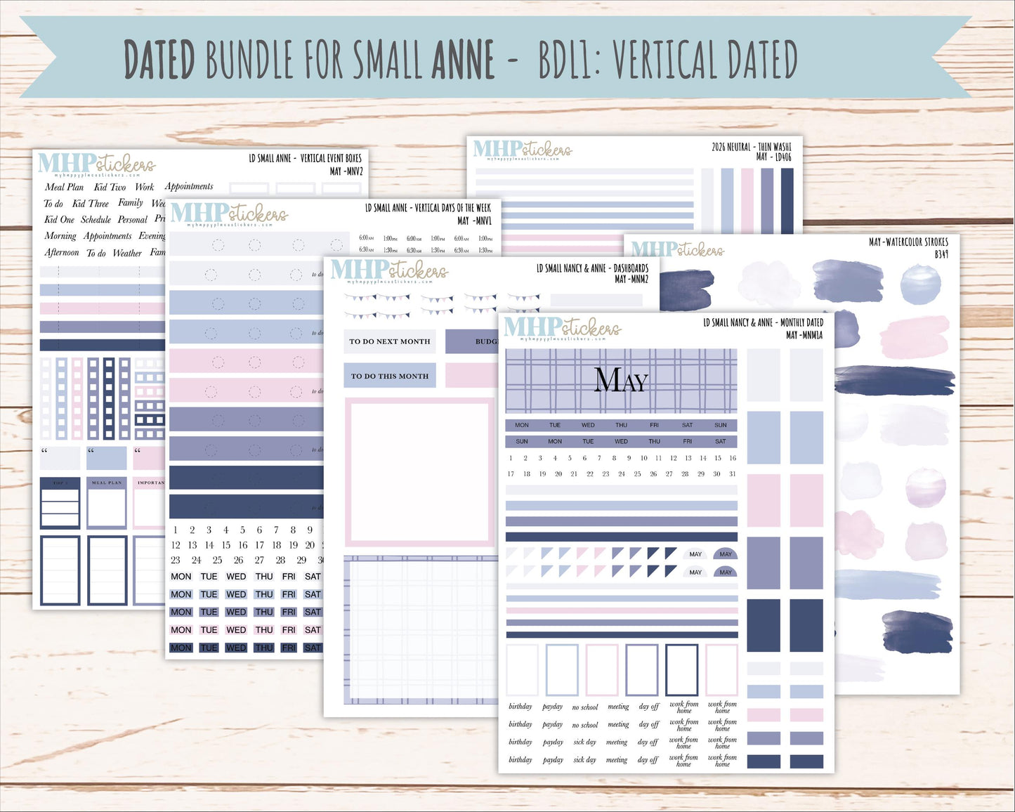 MAY 2026 Neutral Collection Stickers for Small Nancy & Anne. Laurel Denise Planners || MN