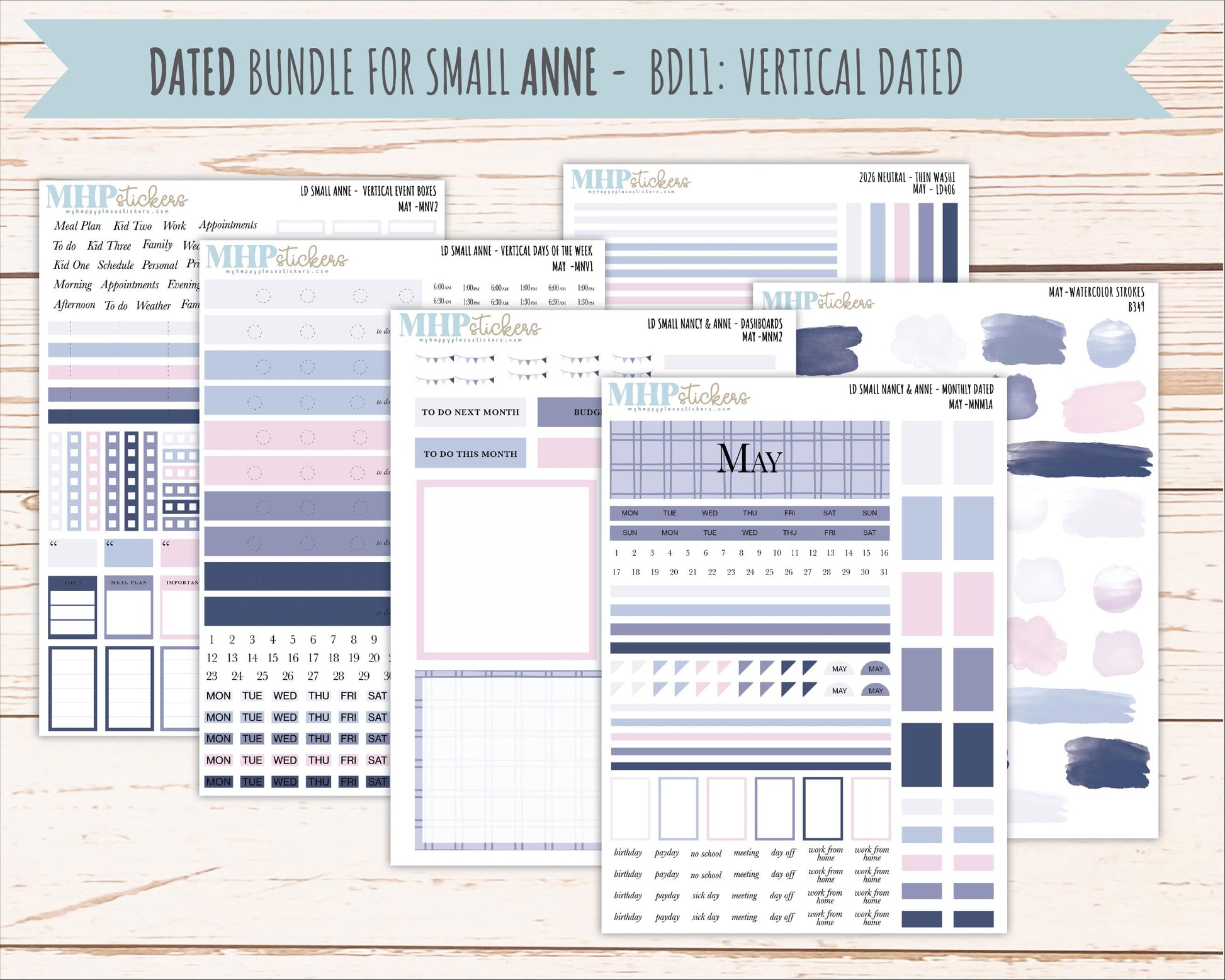 MAY 2026 Neutral Collection Stickers for Small Nancy & Anne. Laurel Denise Planners || MN