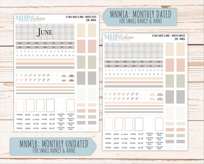 JUNE 2026 Neutral Collection Stickers for Small Nancy & Anne. Laurel Denise Planners || MN