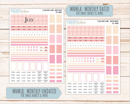 JULY 2026 Neutral Collection Stickers for Small Nancy & Anne. Laurel Denise Planners || MN