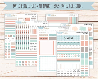 AUGUST 2026 Neutral Collection Stickers for Small Nancy & Anne. Laurel Denise Planners || MN