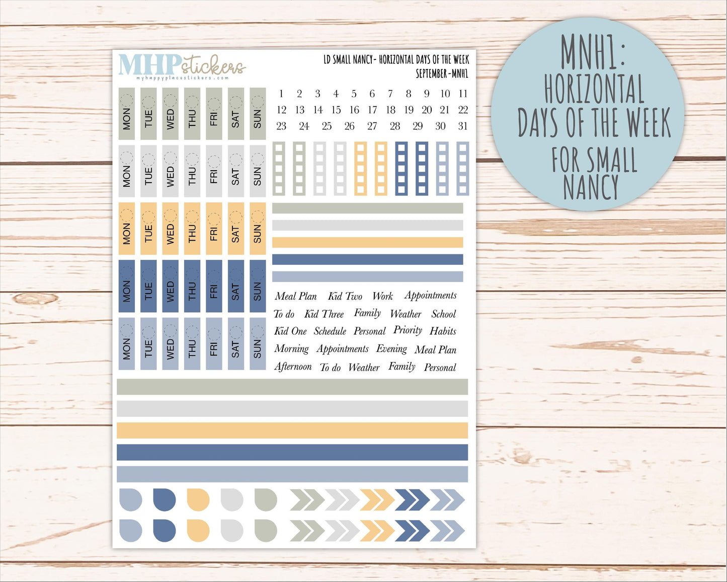 SEPTEMBER 2026 Neutral Collection Stickers for Small Nancy & Anne. Laurel Denise Planners || MN