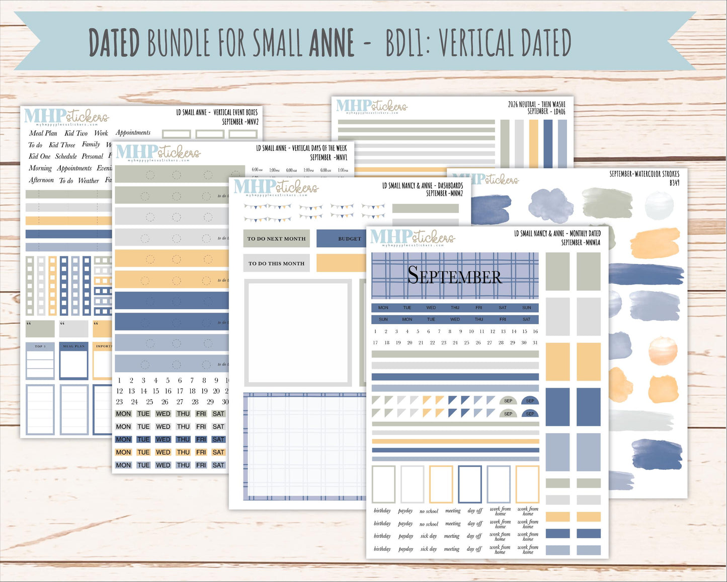 SEPTEMBER 2026 Neutral Collection Stickers for Small Nancy & Anne. Laurel Denise Planners || MN