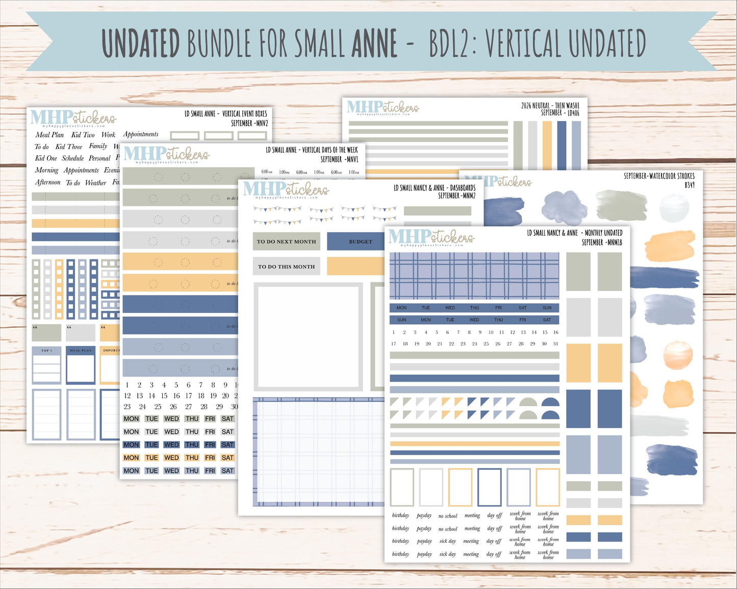 SEPTEMBER 2026 Neutral Collection Stickers for Small Nancy & Anne. Laurel Denise Planners || MN