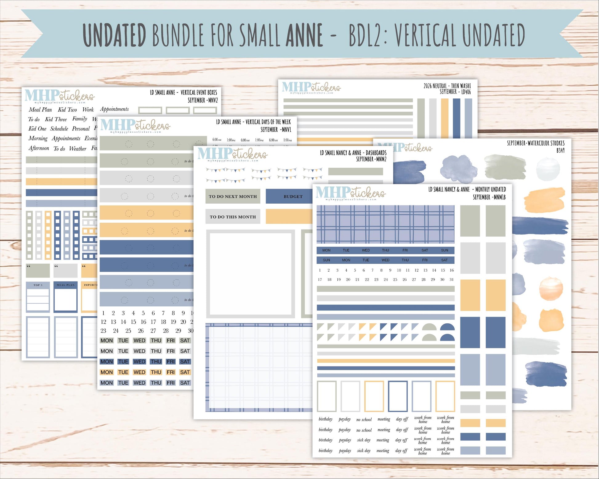 SEPTEMBER 2026 Neutral Collection Stickers for Small Nancy & Anne. Laurel Denise Planners || MN