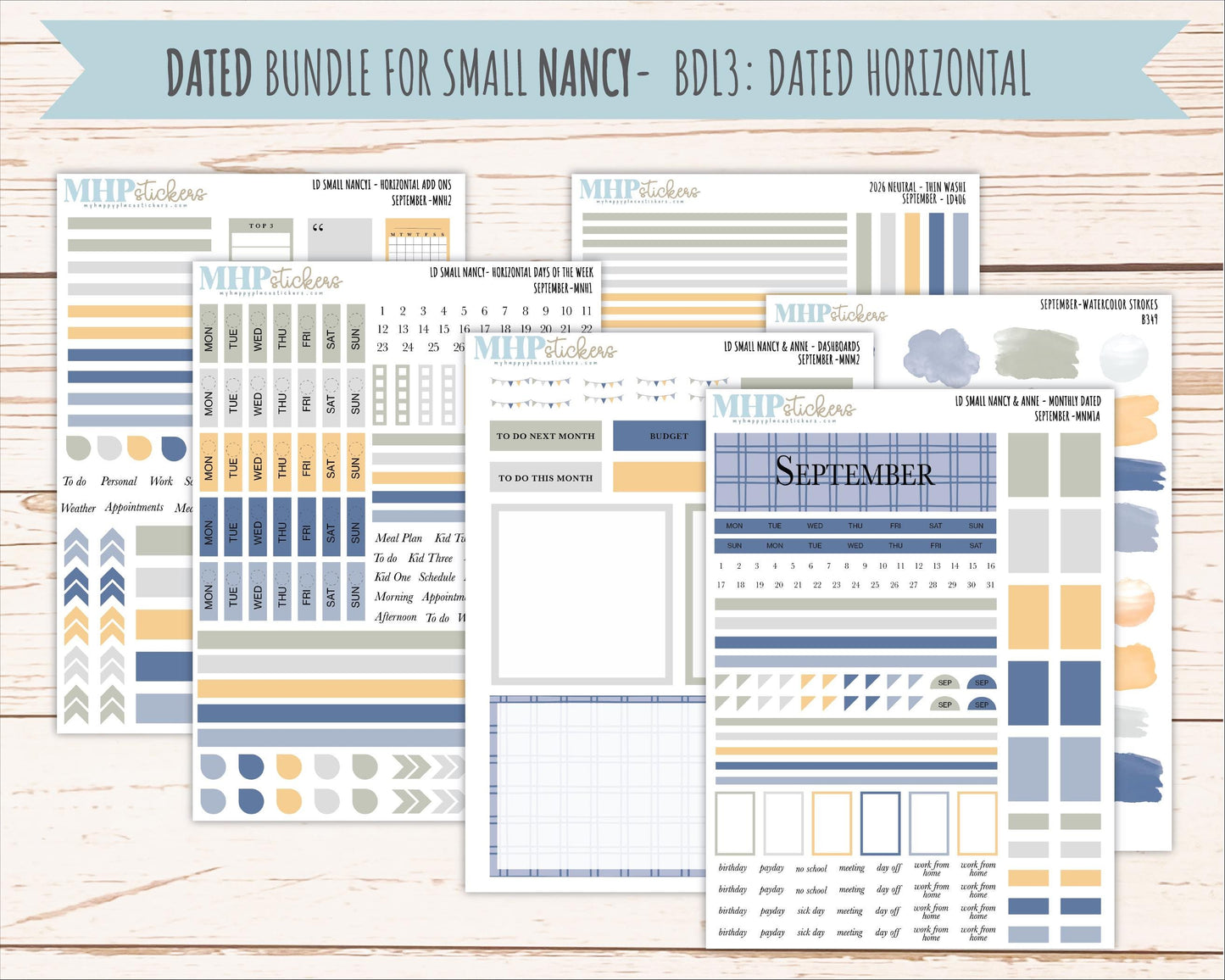 SEPTEMBER 2026 Neutral Collection Stickers for Small Nancy & Anne. Laurel Denise Planners || MN