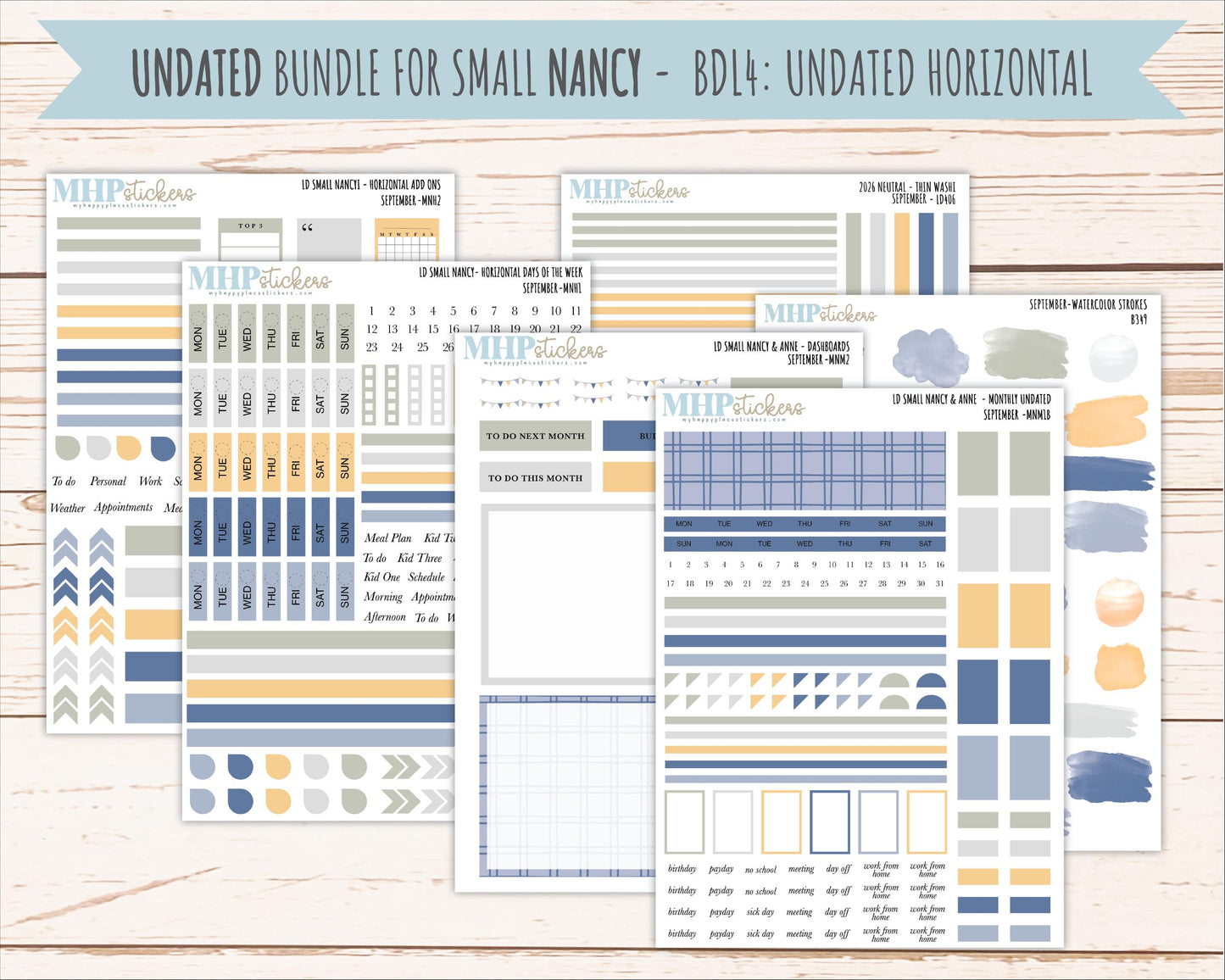 SEPTEMBER 2026 Neutral Collection Stickers for Small Nancy & Anne. Laurel Denise Planners || MN