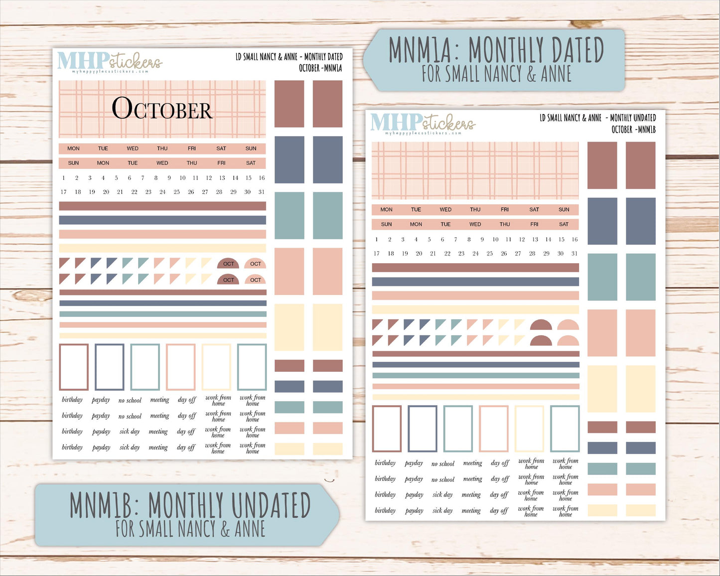OCTOBER 2026 Neutral Collection Stickers for Small Nancy & Anne. Laurel Denise Planners || MN