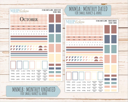 OCTOBER 2026 Neutral Collection Stickers for Small Nancy & Anne. Laurel Denise Planners || MN